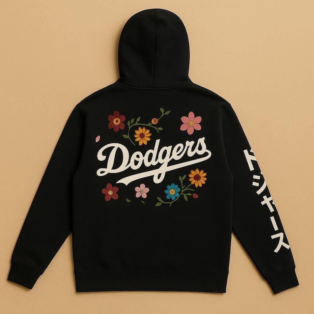 LA Dodgers Pullover Hoodie, Murakami Printed Floral Design
