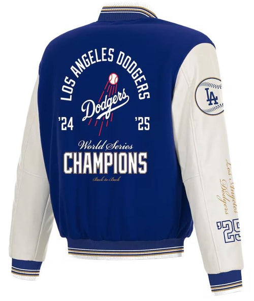 Dodgers ’25 Varsity Jacket – Blue & White MLB Fan Jacket, Retro Sports Streetwear
