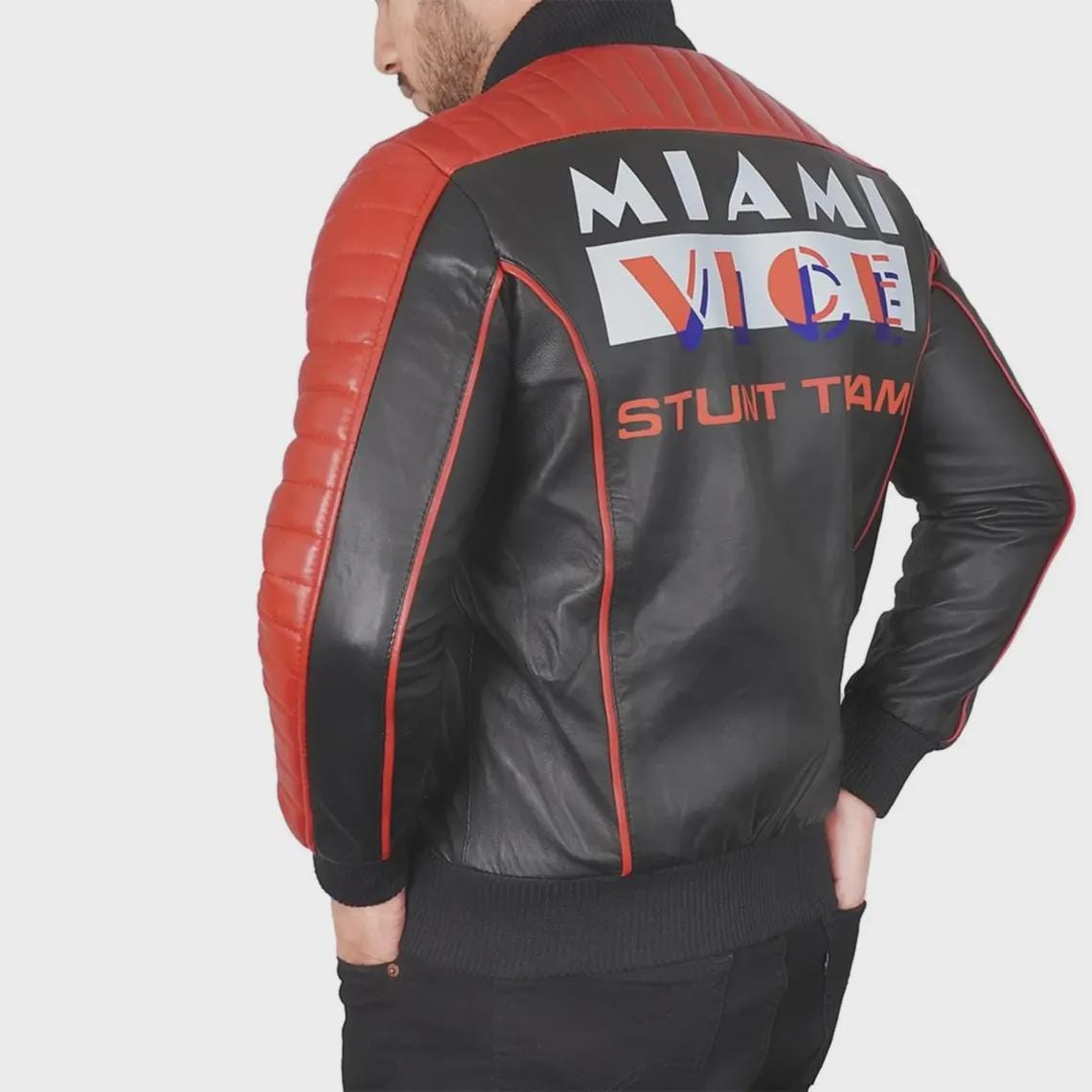 Ryan Gosling The Fall Guy Black Leather Jacket Miami Vice Stunt Jacket