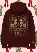 Burgundy Urban Streetwear Seahorse Beach Embroidery Pullover Hoodie - Be Your Own Sunshine - cheery