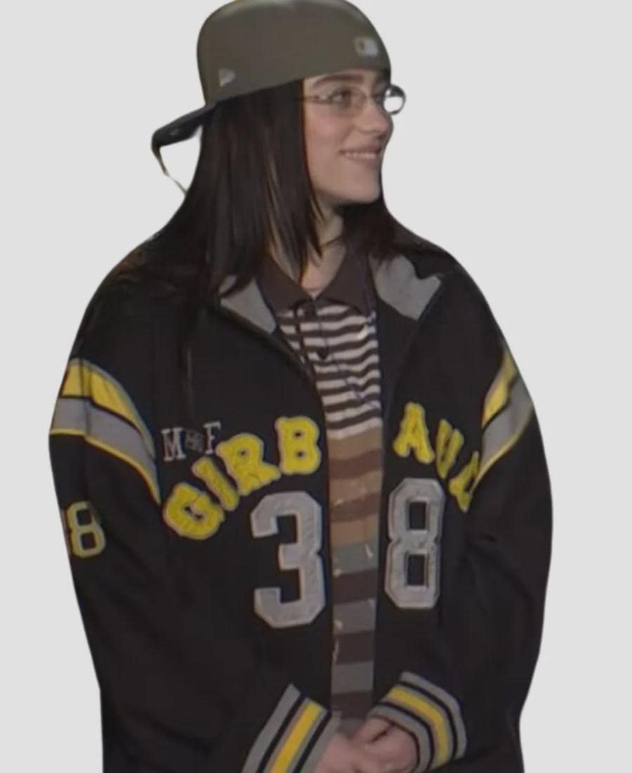 Billie Eilish GIRBAUD 38 Varsity Jacket – Vintage Oversized Streetwear Zip-Up