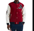 Wool Arsenal Varsity Jacket - Red and White Leather Sleeves and Embroidered Patches