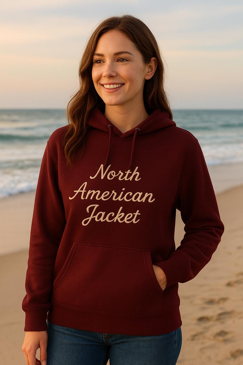 Burgundy Urban Streetwear Seahorse Beach Embroidery Pullover Hoodie - Be Your Own Sunshine - cheery